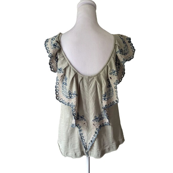 Umgee Eyelet Embroidered Top Ruffle Fairy Boho Cottage Butterfly Scoop Back Sz S - Picture 11 of 11